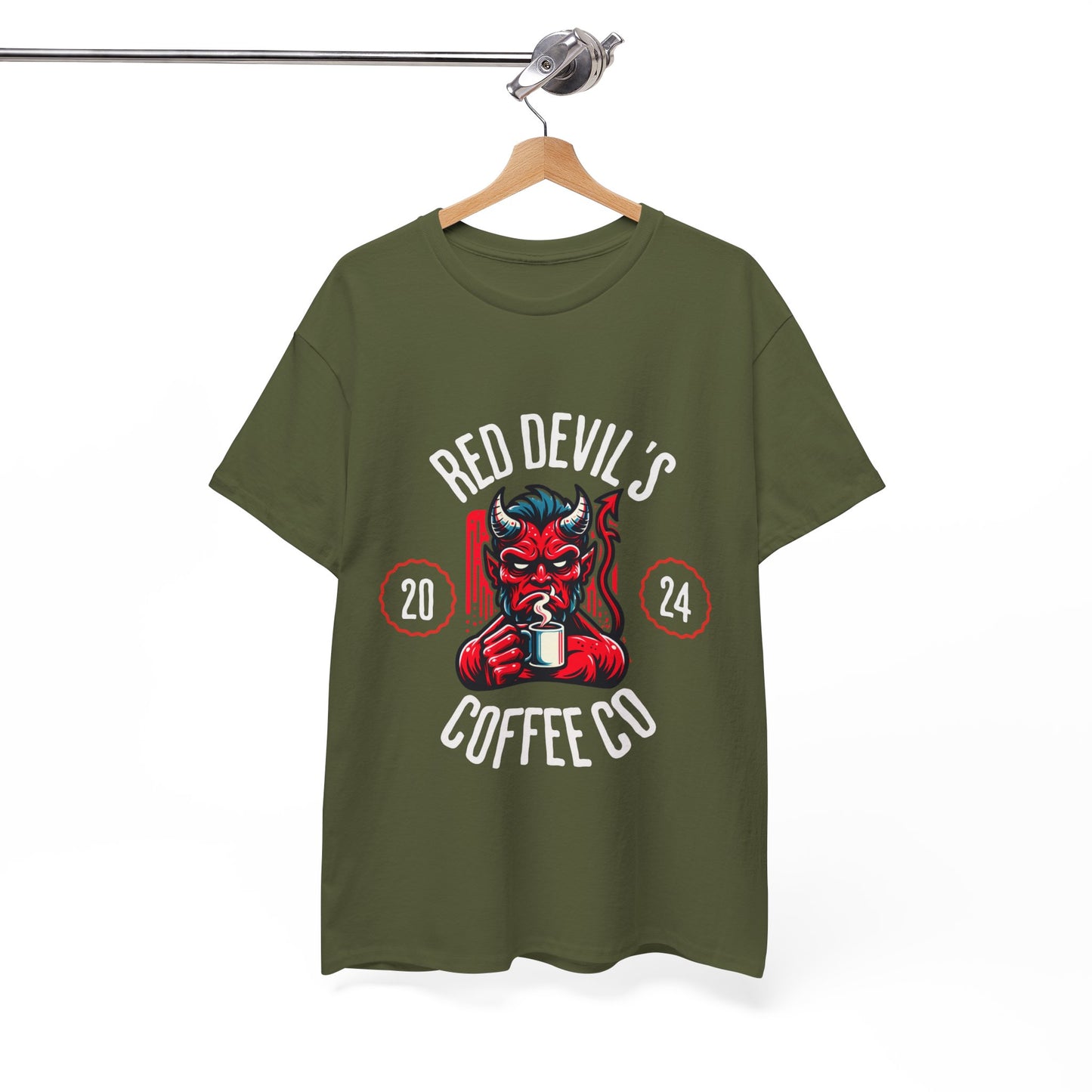 Red Devil Coffee TShirt Dad Gift Grumpy Morning Tee Cotton